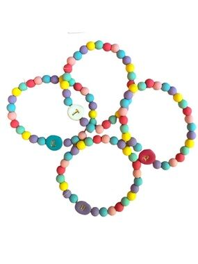 Bundle of FOUR Jane Marie Kids Beaded Stretch Bracelets With Initials